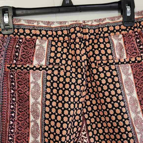 Rachel Zoe Wide Leg Pants Multi-colored Bohemian Tie Waist 100% Linen Size LG - Picture 4 of 8
